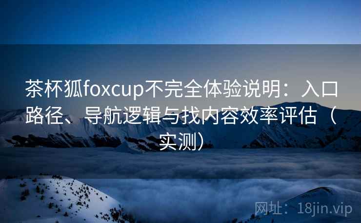 茶杯狐foxcup不完全体验说明：入口路径、导航逻辑与找内容效率评估（实测）